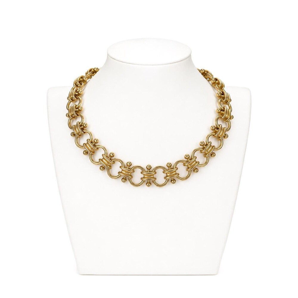 Erwin Pearl Gold Plated Statement Necklace Vintage Signed Designer Collar
